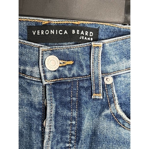 Veronica Beard Ryleigh High Rise Slim Straight Patched Jeans Blue Inseam 28” - Picture 8 of 14
